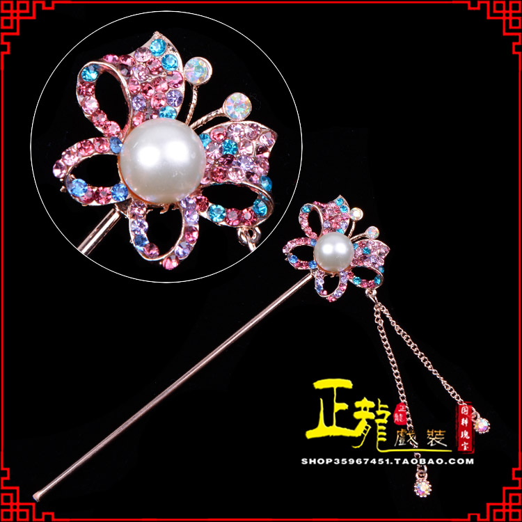 蓬安花旦小姐青衣头饰簪子 蝴蝶发簪